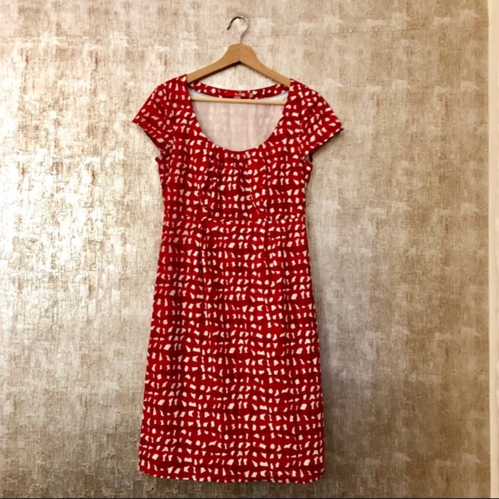 Boden Red Patterned Shift Dress